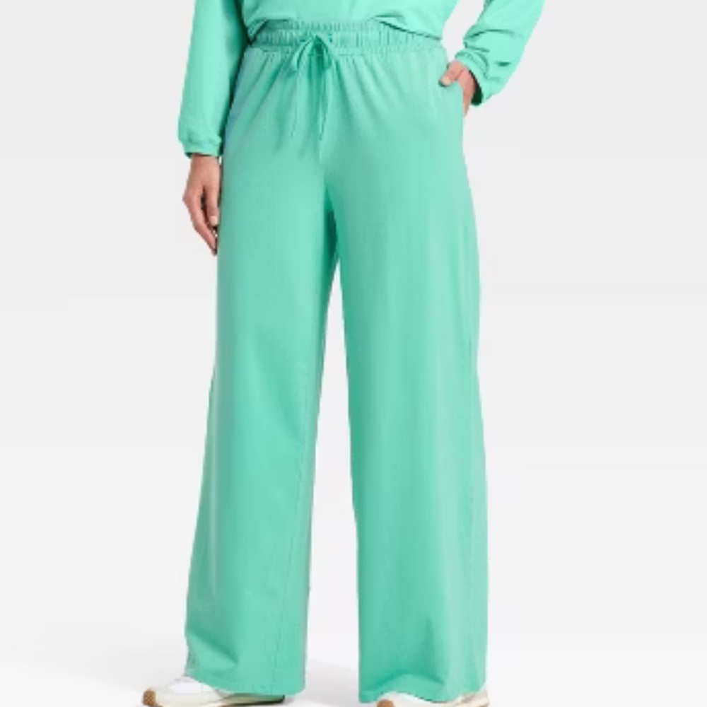 Joylab washed Jersey wide leg pants green NWT b